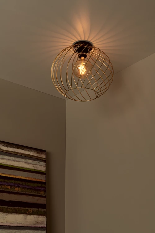 Lucide DANZA - Plafonnier - Ø 40 cm - 1xE27 - Or Mat / Laiton - ambiance 1